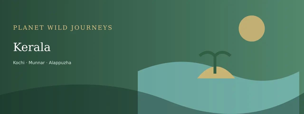 Original illustrated Kerala travel landscape