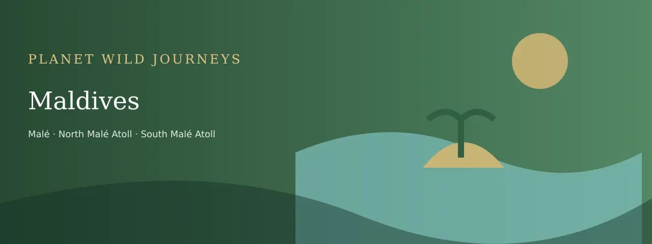 Original illustrated Maldives travel landscape