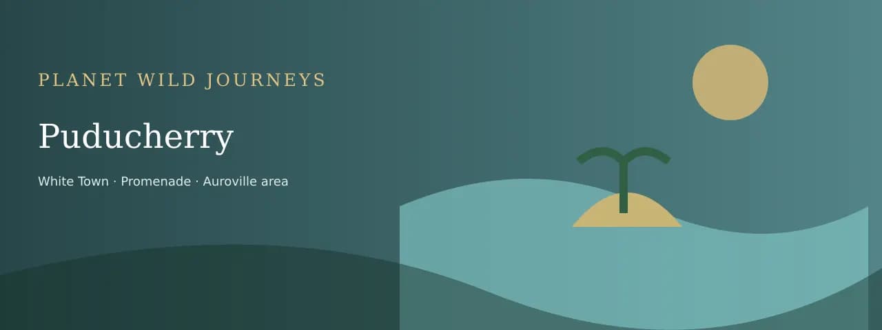 Original illustrated Puducherry travel landscape