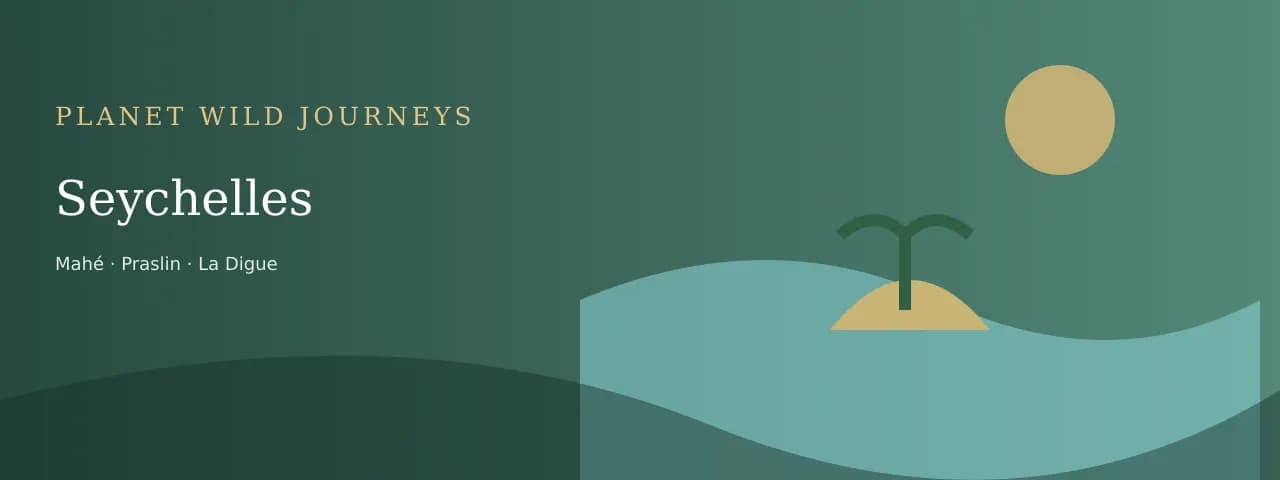 Original illustrated Seychelles travel landscape
