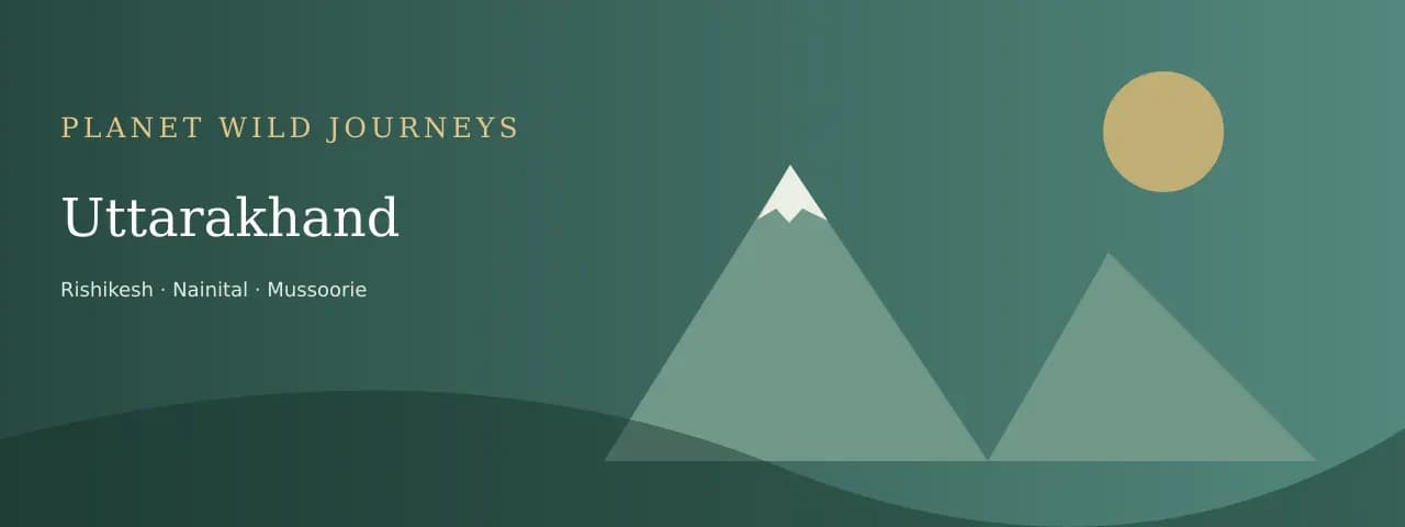 Original illustrated Uttarakhand travel landscape